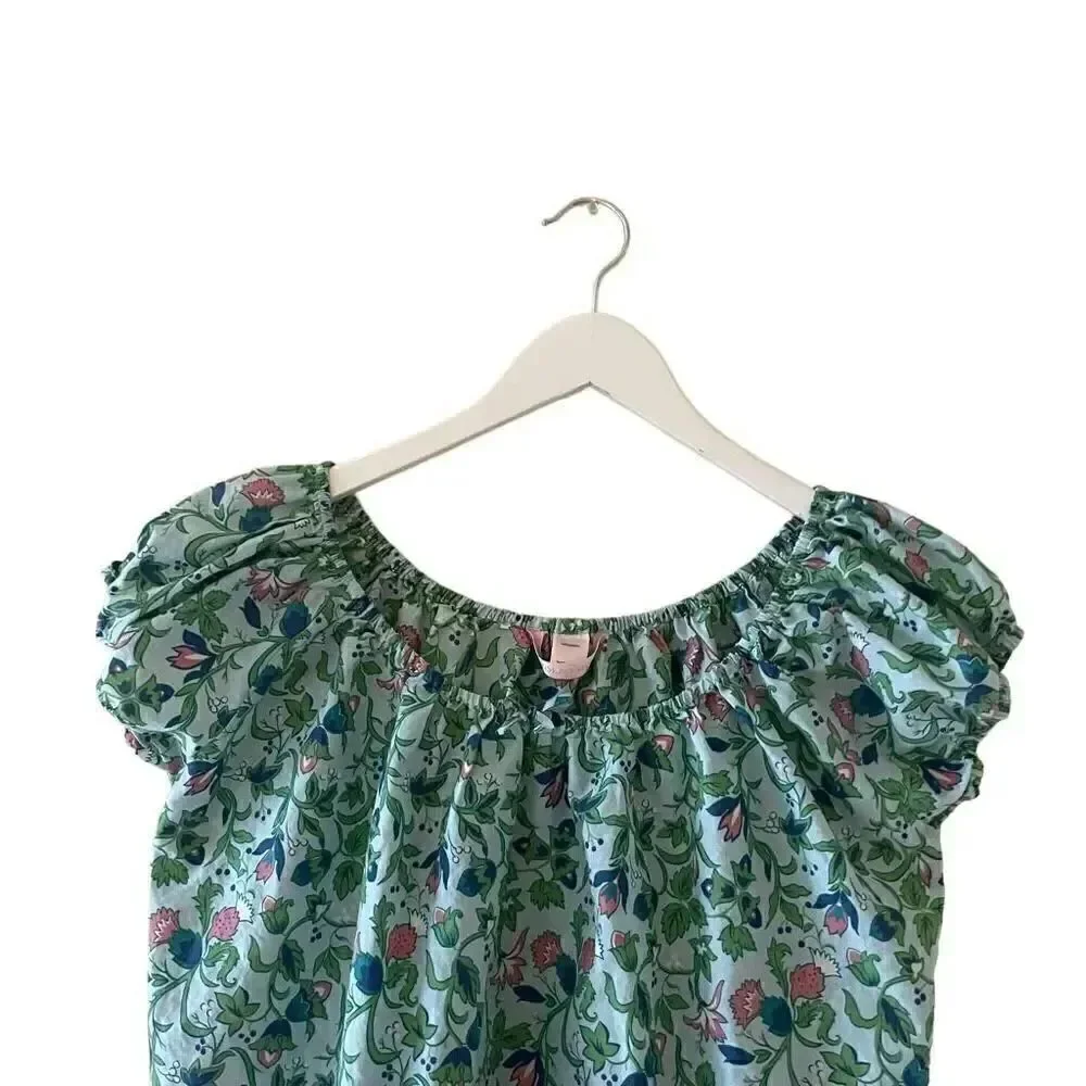 Victoria’s Secret Green Floral Cotton Lightweight Cropped Boxy SZ L #1791